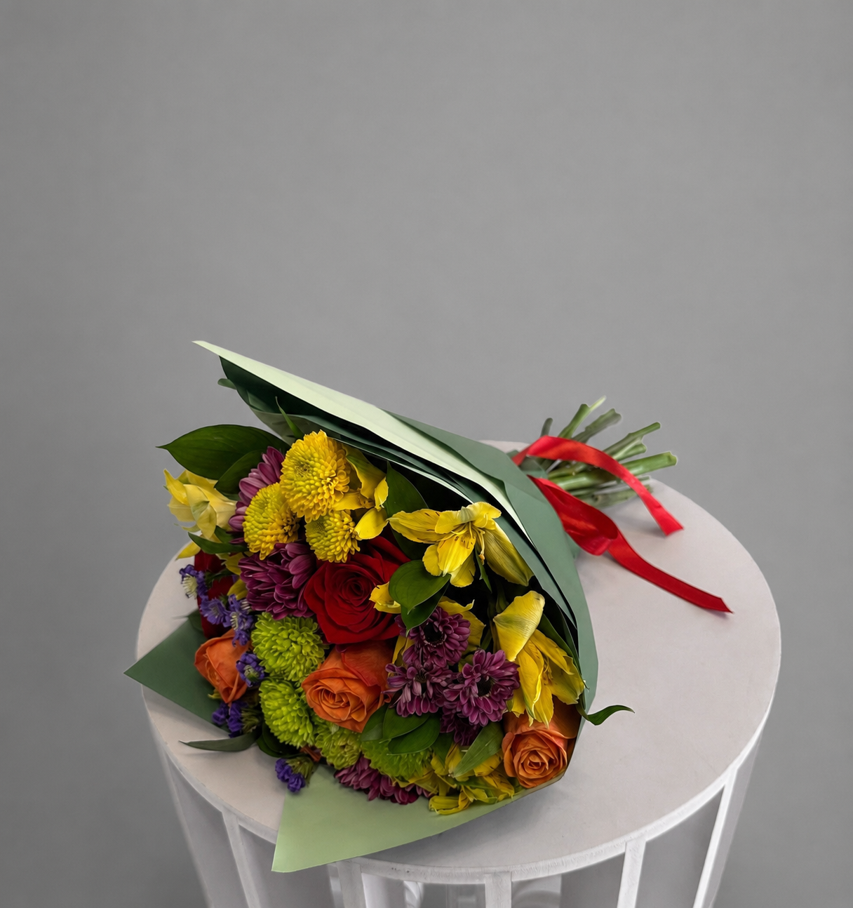Garden Mix Bouquet with Orange Rose and Purple Statice