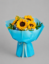 Ramo de girasoles Sunny Blumme y hortensias azules