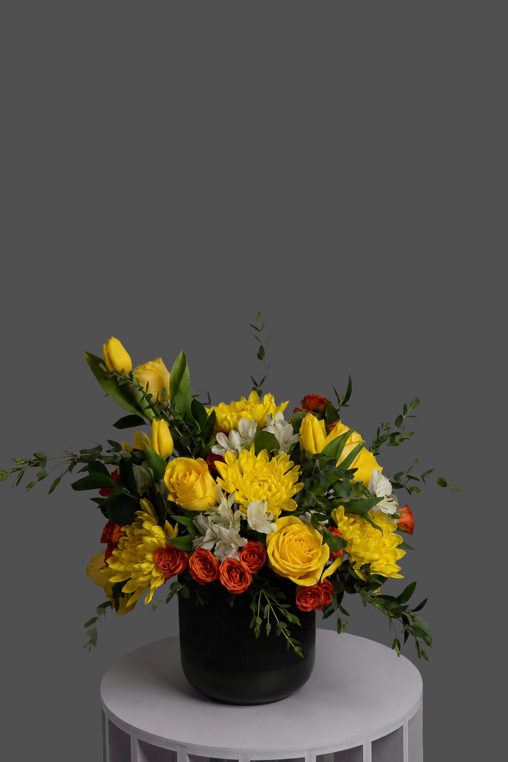 Unik Yellow Tulip and Rose Vase