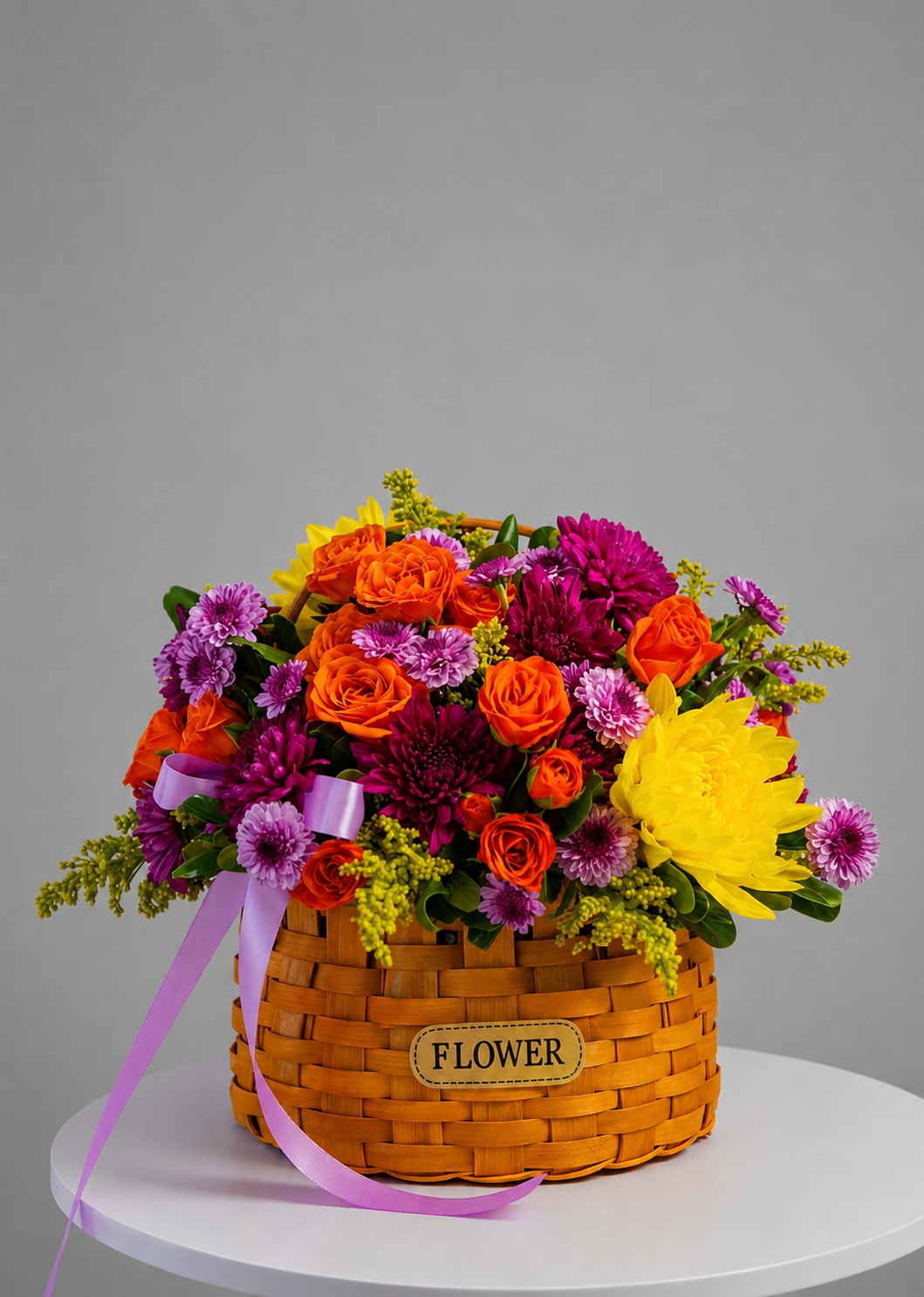 Bloom Basket Orange Rose and Chrysanthemum Arrangement
